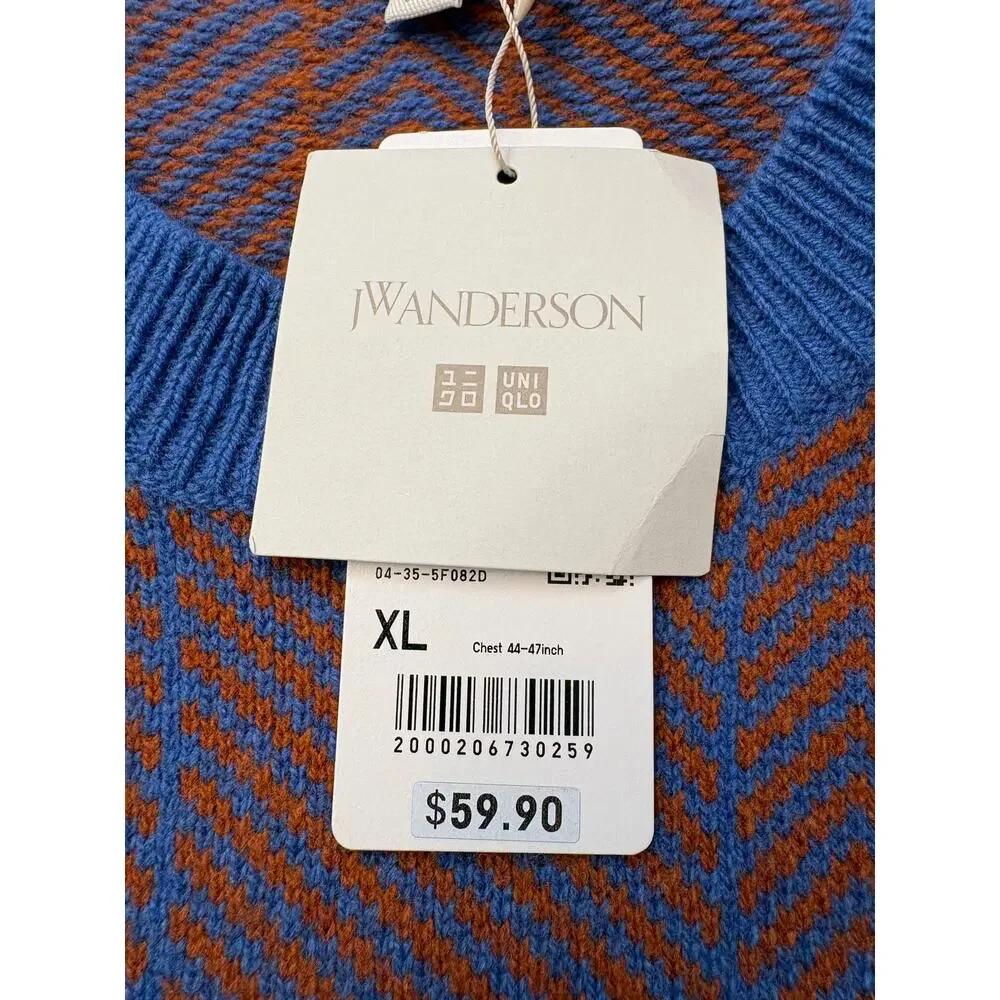 NWT Uniqlo x JW Anderson Lambswool Herringbone Crewneck Sweater Mens Size XL